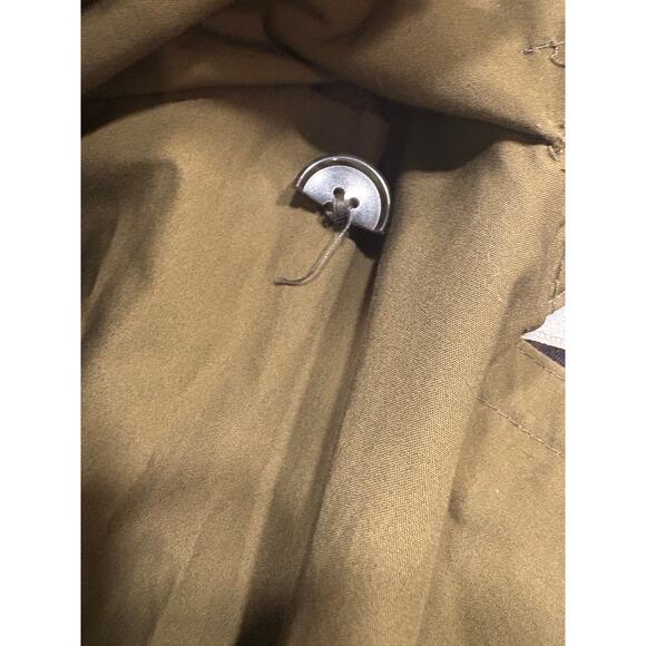 Vintage Henry Grethel Olive Green Trench Coat Size 46 - Picture 10 of 11